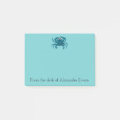 Blaue Krabbe Post-it Klebezettel (Vorderseite)