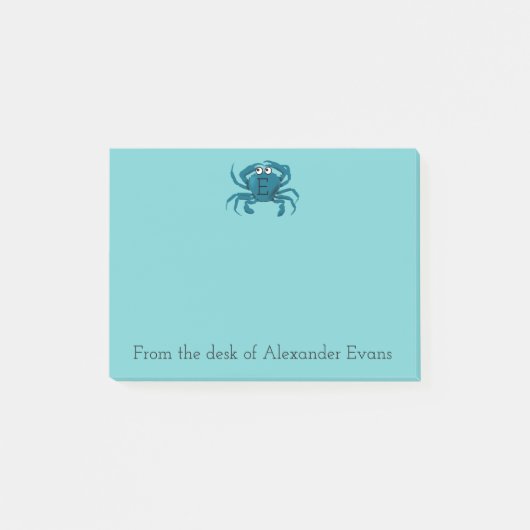 Blaue Krabbe Post-it Klebezettel (Vorderseite)