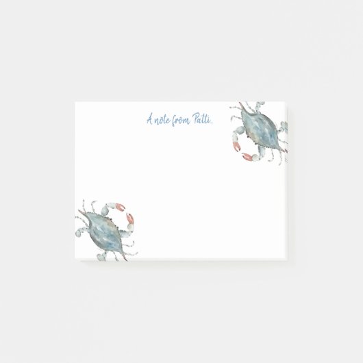 Blaue Krabbe Post-it Klebezettel (Vorderseite)