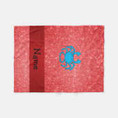 Blaue Krabbe, roter Glitzer mit personalisiertem N Fleecedecke (Vorderseite (Horizontal))