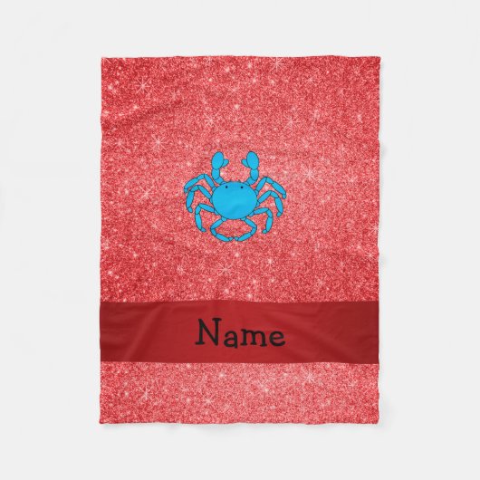 Blaue Krabbe, roter Glitzer mit personalisiertem N Fleecedecke (Vorderseite)