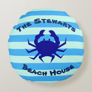 Blaue Krabbe Runde Strandhaus-Dekoration Rundes Kissen