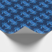 Blaue Krabbe Seaside Ocean Muster Geschenkpapier (Ecke)