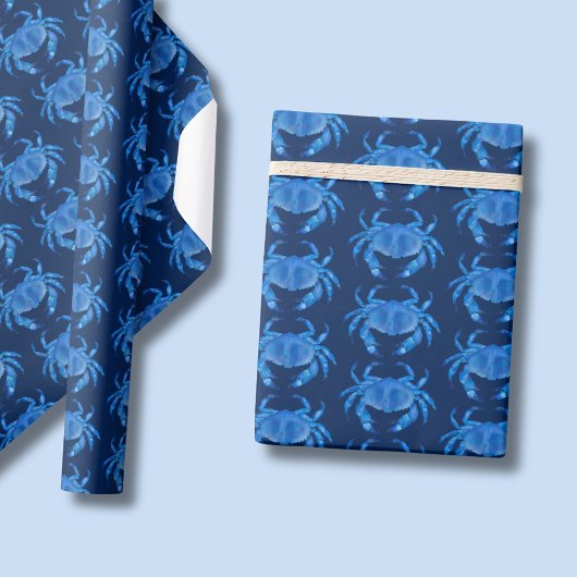 Blaue Krabbe Seaside Ocean Muster Geschenkpapier