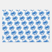 Blaue Krabbe Seaside Ocean Muster Geschenkpapier Set (Vorderseite 2)