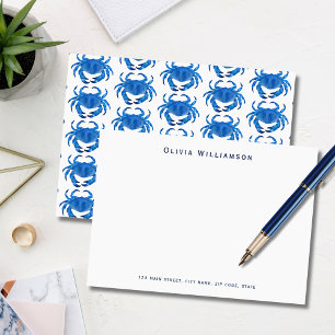 Blaue Krabbe Seaside Ocean Muster Mitteilungskarte