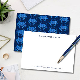 Blaue Krabbe Seaside Ocean Muster Mitteilungskarte