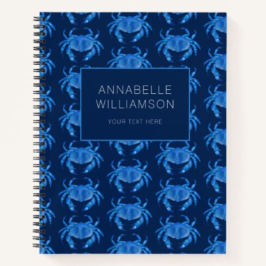 Blaue Krabbe Seaside Ocean Muster Notizblock (Vorderseite)