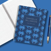 Blaue Krabbe Seaside Ocean Muster Notizblock