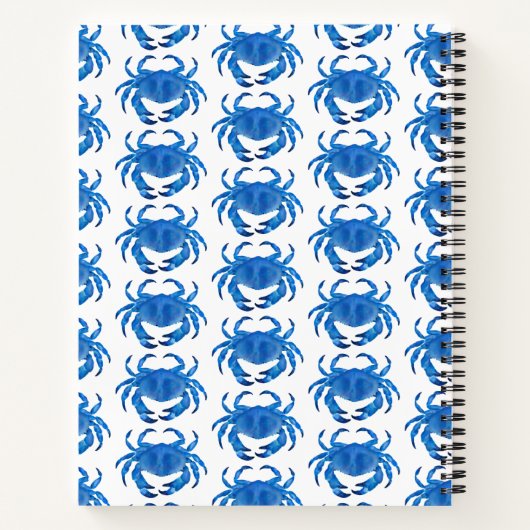 Blaue Krabbe Seaside Ocean Muster Notizblock (Rückseite)