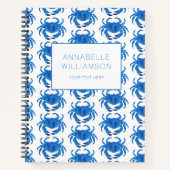Blaue Krabbe Seaside Ocean Muster Notizblock (Vorderseite)