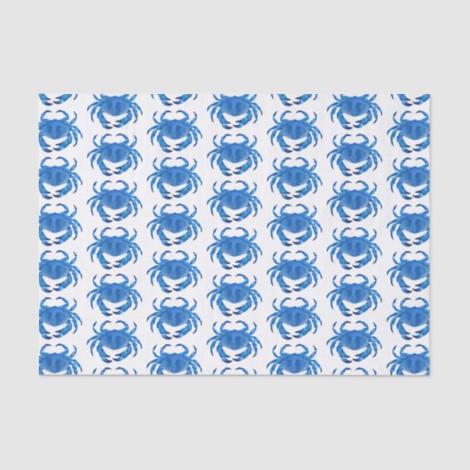 Blaue Krabbe Seaside Ocean Muster Seidenpapier (Vorderseite)