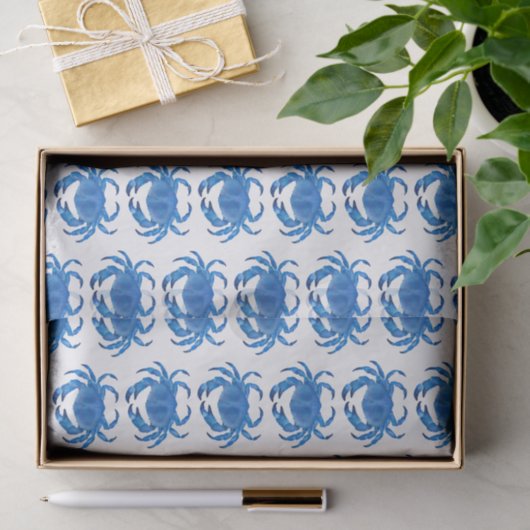 Blaue Krabbe Seaside Ocean Muster Seidenpapier (Geschenk)