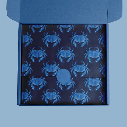 Blaue Krabbe Seaside Ocean Muster Seidenpapier
