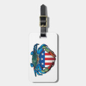Blaue Krabbe USA-Wappen Gepäckanhänger (Vorderseite vertikal)