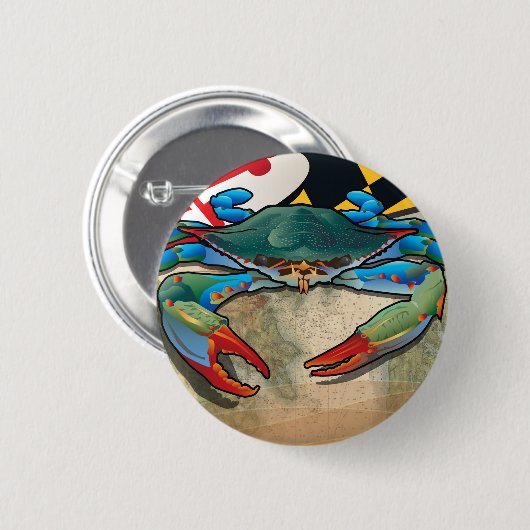 Blaue Krabbe von Maryland Button (Vorne & Hinten)