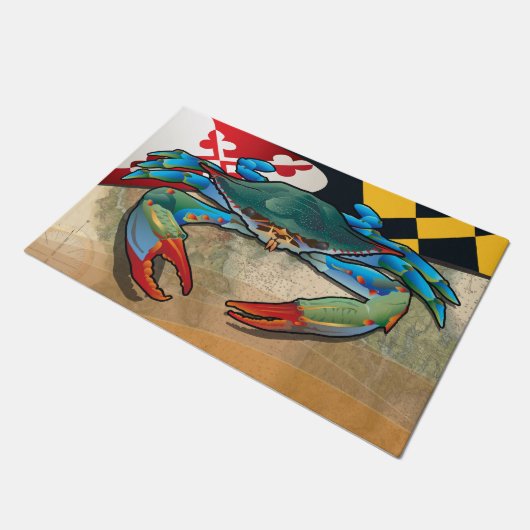 Blaue Krabbe von Maryland Fußmatte (Schrägansicht)