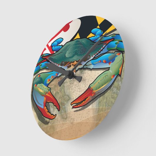 Blaue Krabbe von Maryland Runde Wanduhr (Winkel)