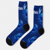 Blaue Krabben Crew Socken (Linkes Detail)