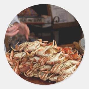 Blaue Krabben-Fest Runder Aufkleber