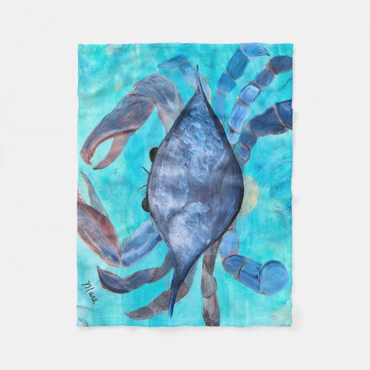Blaue Krabben-Fleece-Wurfdecke Fleecedecke (Vorderseite)