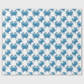 Blaue Krabben Klassisches Meeresmuster Geschenkpapier (Flach)