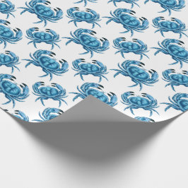 Blaue Krabben Klassisches Meeresmuster Geschenkpapier