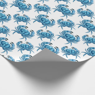 Blaue Krabben Klassisches Meeresmuster Geschenkpapier