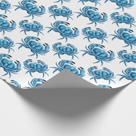 Blaue Krabben Klassisches Meeresmuster Geschenkpapier (Ecke)