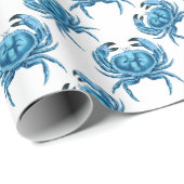 Blaue Krabben Klassisches Meeresmuster Geschenkpapier (Rolleneckpunkt)