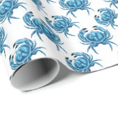 Blaue Krabben Küste Meeresfrüchte Geschenkpapier (Rolleneckpunkt)
