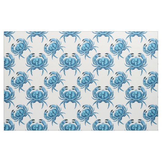 Blaue Krabben Küstenmuster Stoff (Fat Quarter (45,7 x 55,9 cm))