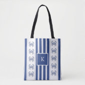 Blaue Krabben-Küstenschifffahrtsmonogramm Tasche (Vorderseite)