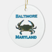 Blaue Krabben-Logo Baltimores Maryland Keramikornament (Links)