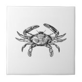 Blaue Krabben-Logo (Schwarzweiss) Fliese (Vorderseite)