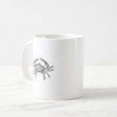 Blaue Krabben-Logo (Schwarzweiss) Kaffeetasse (Vorderseite Links)
