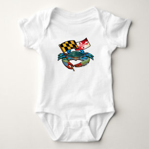 Blaue Krabben-Maryland-Flagge Baby Strampler