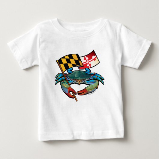 Blaue Krabben-Maryland-Flagge Baby T-shirt (Vorderseite)