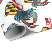 Blaue Krabben-Maryland-Flagge Geschenkpapier (Rolleneckpunkt)