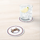 Blaue Krabben-Meeresfrüchte nautisch Runder Pappuntersetzer (Vor Ort)