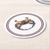 Blaue Krabben-Meeresfrüchte nautisch Runder Pappuntersetzer (Angewinkelt)