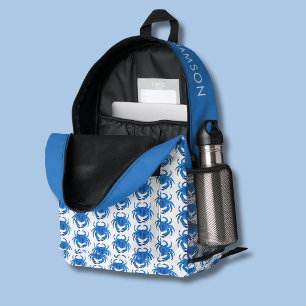 Blaue Krabben Muster Name Bedruckter Rucksack