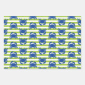 Blaue Krabben Streifen Geschenkpapier Set (Vorderseite 2)