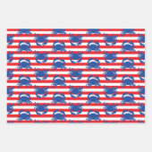Blaue Krabben Streifen Geschenkpapier Set (Vorderseite)