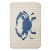 Blaue Krabben-u. Taupe-Küstenstreifen Badematte (Vorderseite Vertikal)