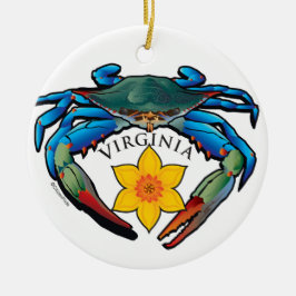 Blaue Krabben-Virginia-Narzissen-Wappen Keramikornament