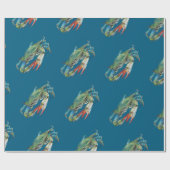 Blaue Krabbenmuster Geschenkpapier (Flach)
