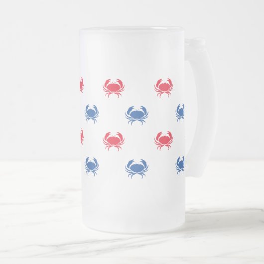 Blaue Krabbenmuster Mattglas Bierglas (VorderseiteRechts)