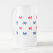 Blaue Krabbenmuster Mattglas Bierglas (Vorderseite Links)