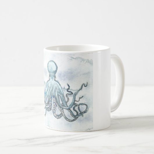 Blaue Krake 11 Kaffeetasse (VorderseiteRechts)
